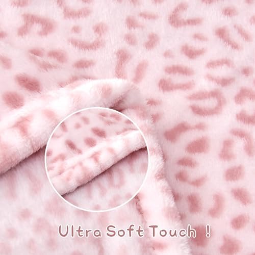 Yurhap Leopard Print Baby Blanket Fleece 30x40 Light Pink