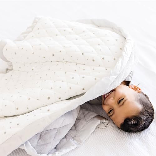 Dreamland Baby 4lb Weighted Blanket for Kids - White with Grey Stars