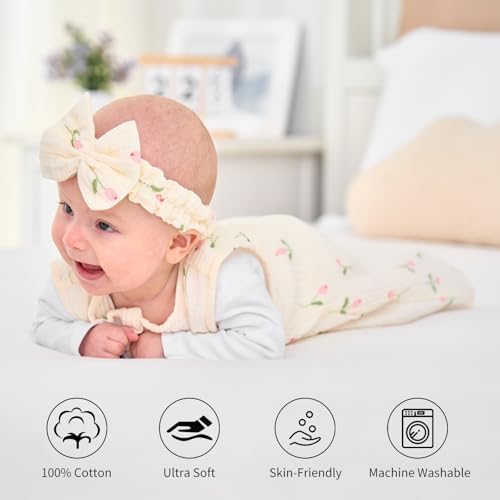4 PCS Baby Girl Sleep Sack Set with Headband Burp Cloths
