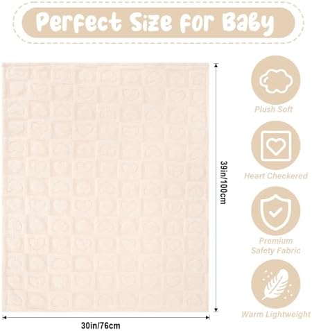 VEIDIA Plush Checkered Baby Blanket Soft Warm for Newborns