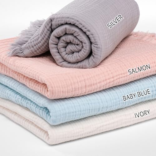 Personalized Muslin Baby Blanket with Boy Girl Name Embroidery