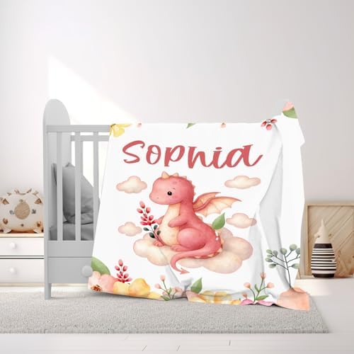 Zocoshi Personalized Pink Dragon Baby Blanket