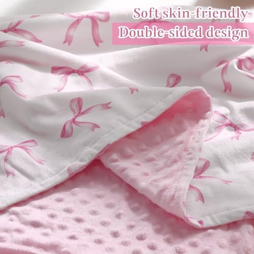 Pink Bow Baby Blanket for Girls 40x30 Inch Swaddle Blanket