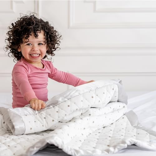 Dreamland Baby 4lb Weighted Blanket for Kids - White with Grey Stars