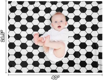 DCOOLGO Soccer Baby Blanket Soft Fleece with Dotted Backing