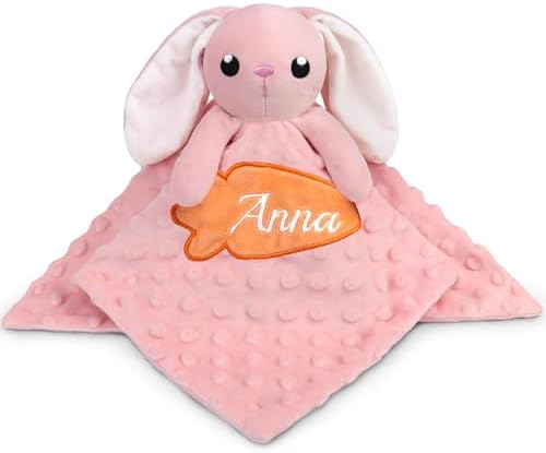 Personalized Baby Security Blanket with Name and Bunny Design