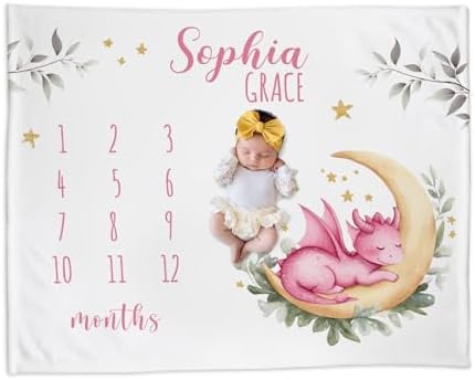 Personalized Baby Milestone Blanket for Girls with Name