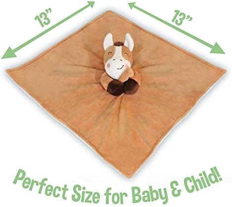 Baby Aves Horse Lovey Security Blanket - 13x13 inches Brown 1