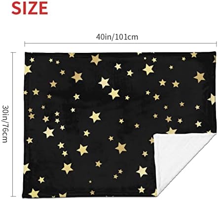 DKJlitter Baby Blanket Gold Stars on Black