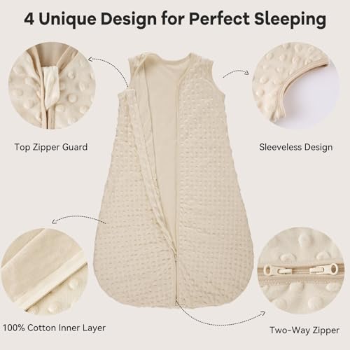 Unnivoll Fleece Sleep Sack 0-6 Months with Plush Dots 15 Tog