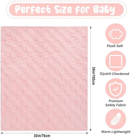 VEIDIA Plush Checkered Baby Blanket 3039 Pink