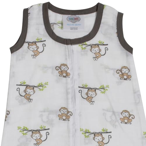 Bacati Muslin Happy Monkeys Sleeping Bag - Newborn BeigeGray 1