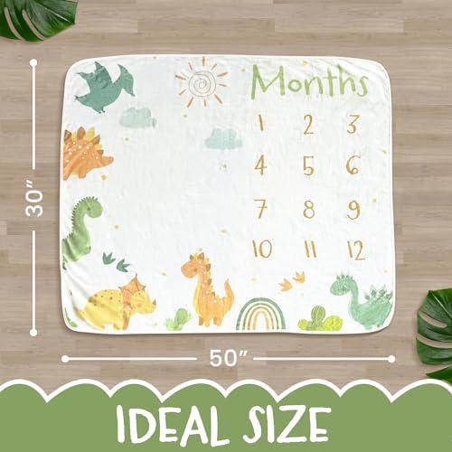 ESCSAR Baby Monthly Milestone Blanket Unisex Dinosaur 50x30 1