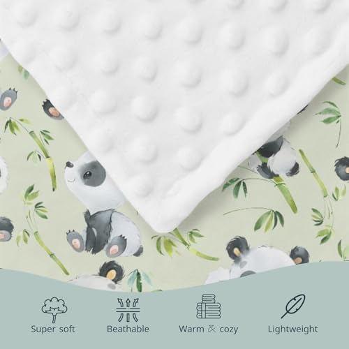 Cute Panda Bear Mink Baby Blanket with Dotted Backing 1