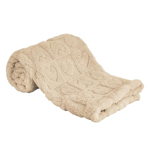 Yurhap Heart Checkered Fleece Baby Blanket 30x40 Khaki