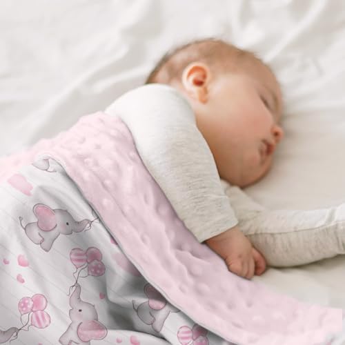 SANDJEST Elephant Kids Blanket - 30x40 Minky Throw for Girl