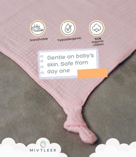 Baby Lovey Blanket with Plush Bunny - Soft Muslin 24x24 Inches