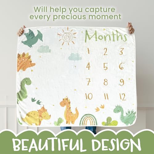 ESCSAR Baby Monthly Milestone Blanket Unisex Dinosaur 50x30 1
