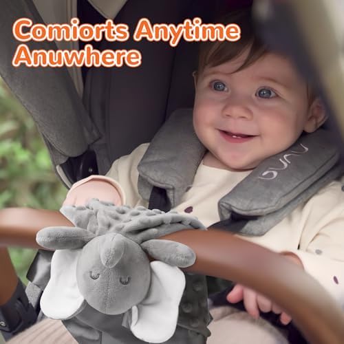 MOVEPAI Gray Elephant Baby Security Blanket 16 Inch