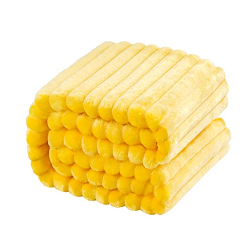 NTBAY Flannel Fuzzy Toddler Blanket Reversible Stripes Design 30 x 40 Inches Yellow