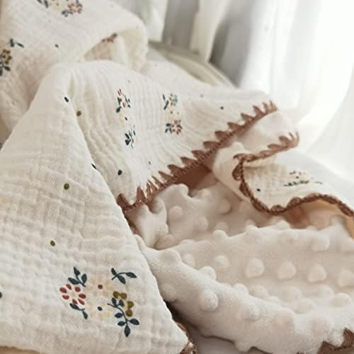 40x40 Inch Cotton Muslin Blanket with Dotted Backing