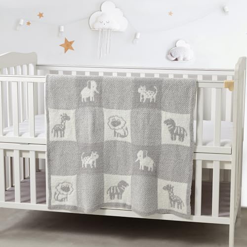 CREVENT 30X40 Chenille Baby Blanket for Baby and Pet Animal Grey 75X100cm
