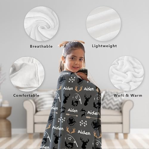 Customized Deer Duck Fish Woodland Baby Blanket 30x40
