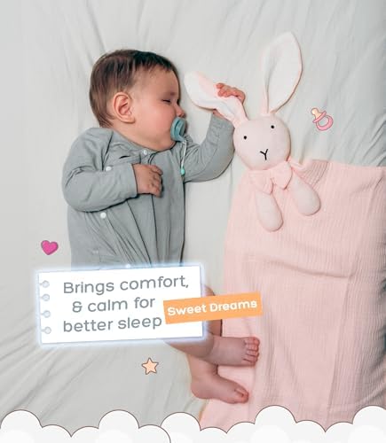 Baby Lovey Blanket with Plush Bunny - Soft Muslin 24x24 Inches