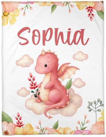 Zocoshi Personalized Pink Dragon Baby Blanket