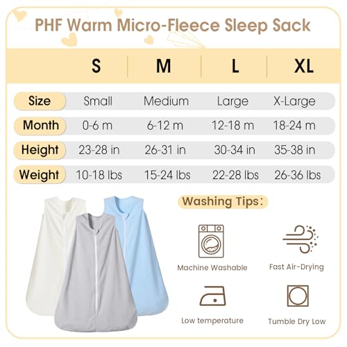PHF 3 Pack Warm Micro-Fleece Sleep Sack 18-24 Months