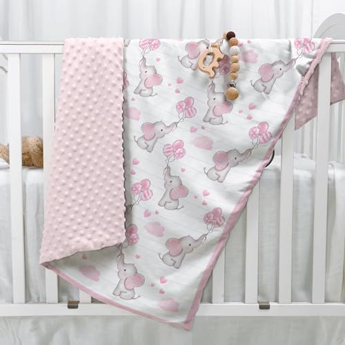 SANDJEST Elephant Kids Blanket - 30x40 Minky Throw for Girl