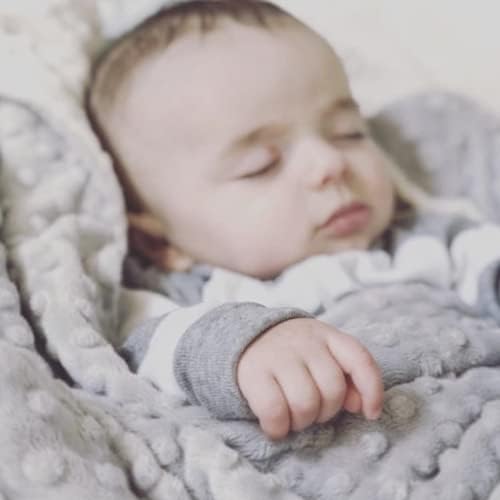 Ivory Gray Minky Dot Crib Blanket 6778