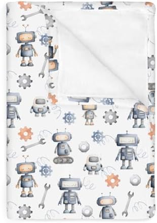 Watercolor Robots Baby Blanket for Boy Girl