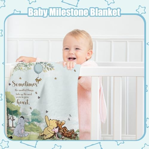 Winnie Milestone Blanket for Baby Boy Monthly Growth Gift with Photo Frames