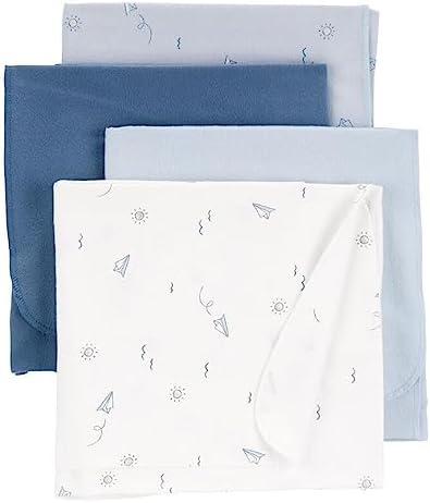 Carters Baby 4-Pack Receiving Blankets Blue