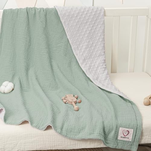 Bearmoss Baby Blanket - Soft Cozy 30x40 Inch Sage Green