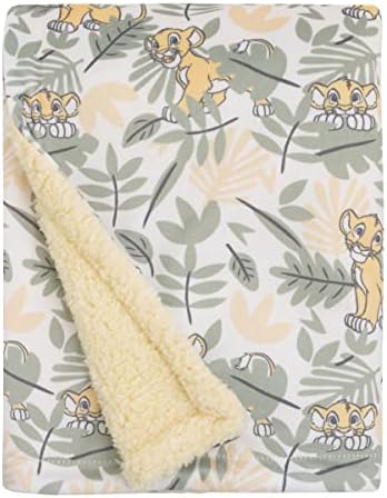 Disney Lion King Simba Jungle Leaves Baby Blanket with Sherpa Back