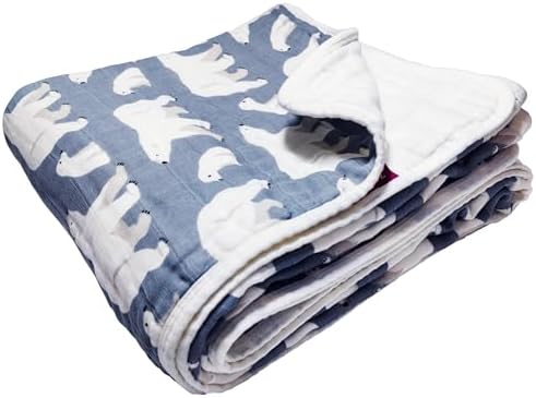 ZPECC Polar Bear Muslin Blanket 47x47 Thick Organic Cotton Toddler Blanket