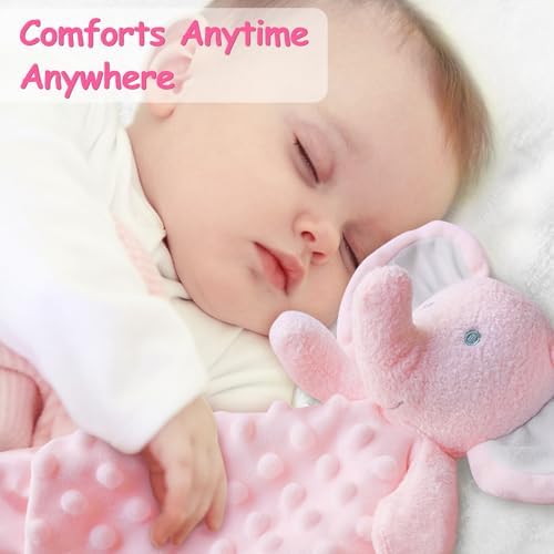 MOVEPAI Pink Elephant Security Blanket 16 Inch