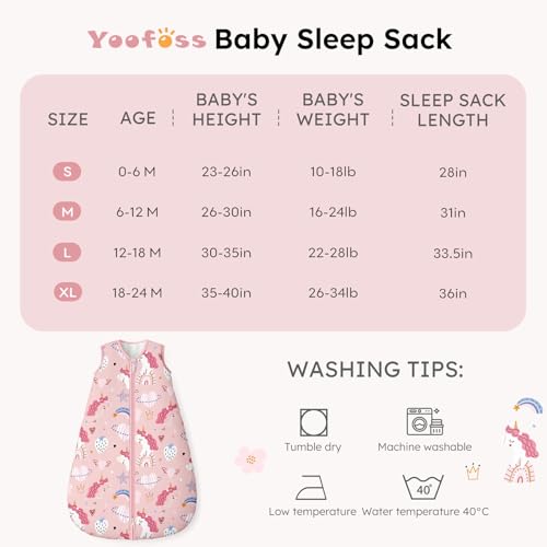 Yoofoss 0-6 Months Sleep Sack 15 Tog Organic Cotton Blanket