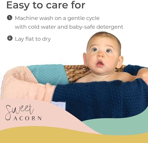 Sweet Acorn Cable Knit Baby Blanket Ocean Teal