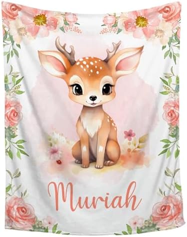 Custom Deer Baby Name Blanket - Personalized for Toddlers and Kids