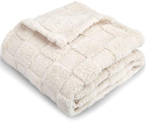 HOMRITAR 3D Gingham Fleece Baby Blanket 30x40 Inches