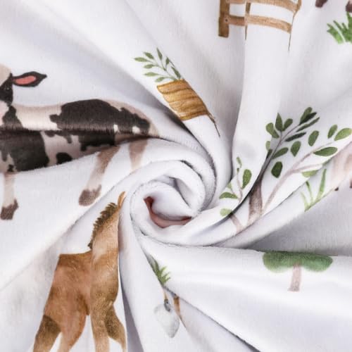 BOPRIO Baby Blanket with Farm Animals Design 30x40 Inch