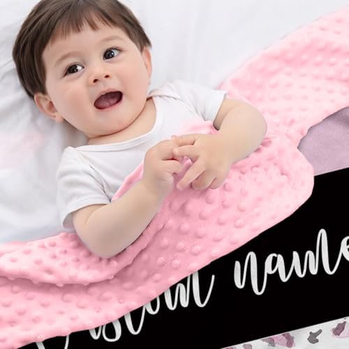 YISMEET Customized Baby Blanket with Name and Pink Leopard Design