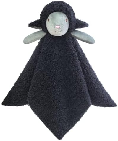 Baby Black Lamb Soft Stuffed Animal Security Blanket 14 Inches