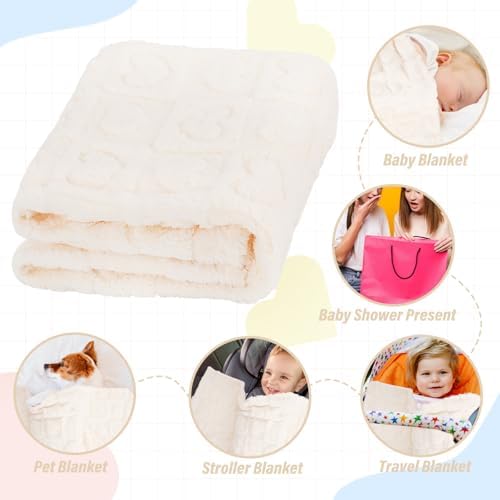 VEIDIA Plush Checkered Baby Blanket Soft Warm for Newborns