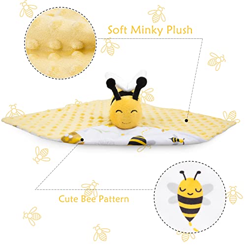 BORITAR Baby Lovey Blanket with Bee Design 14 Inch