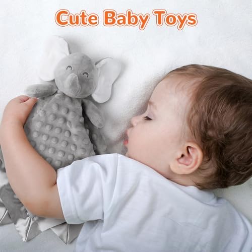 MOVEPAI Gray Elephant Baby Security Blanket 16 Inch