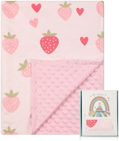 VivaCozy Baby Blanket with Strawberry Pink Design